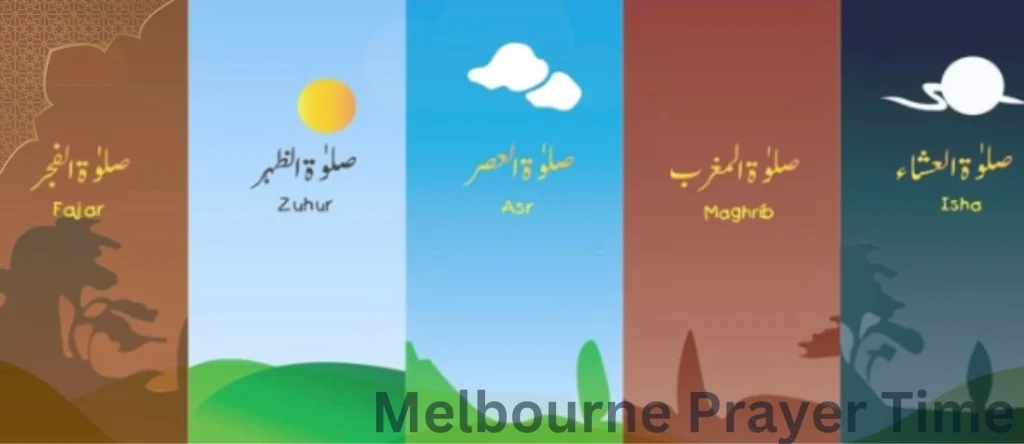This image is for Melbourne Prayer Time. Namaz time in Melbourne. Daily five Prayer name and times in Melbourne.